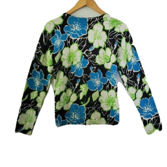 𝅺Rafaela floral multicolor sweater/ top‎ button down Cardigan size P/M - Picture 2 of 16